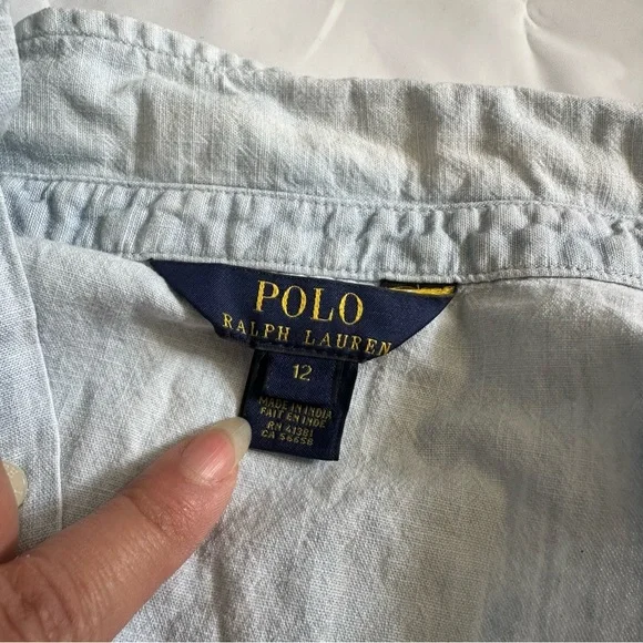 👗💙 Girls’ Faded Blue Denim Style Button Up Dress – Youth Size 12 💙👗 - Picture 3 of 9